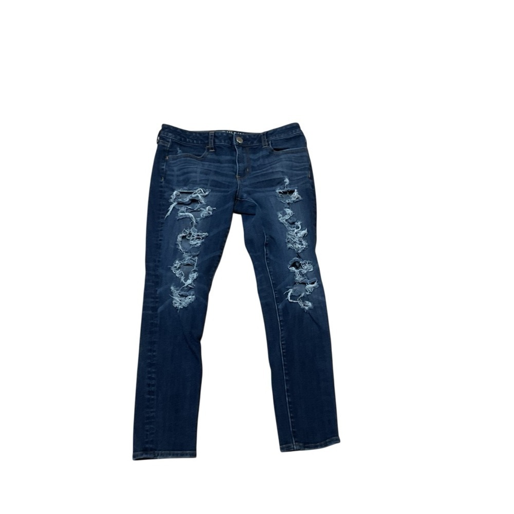American Eagle Women's Size 10 Skinny Jeans Jeggings Heavily Ripped Stretchy